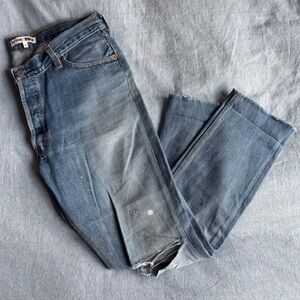 Re/Done Levi's Light Blue Denim Jeans with Gold Stitching